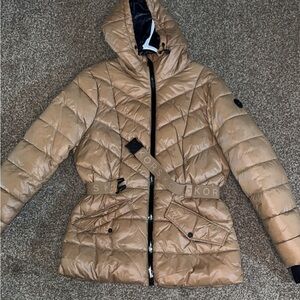 Michael Kors Puffer Jacket with Belt - Tan